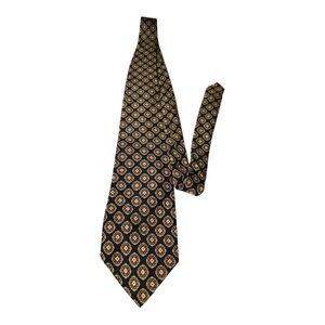 VTG Polo Ralph Lauren Silk Geometric Pattern Tie Black Red Gold Diamond USA Made